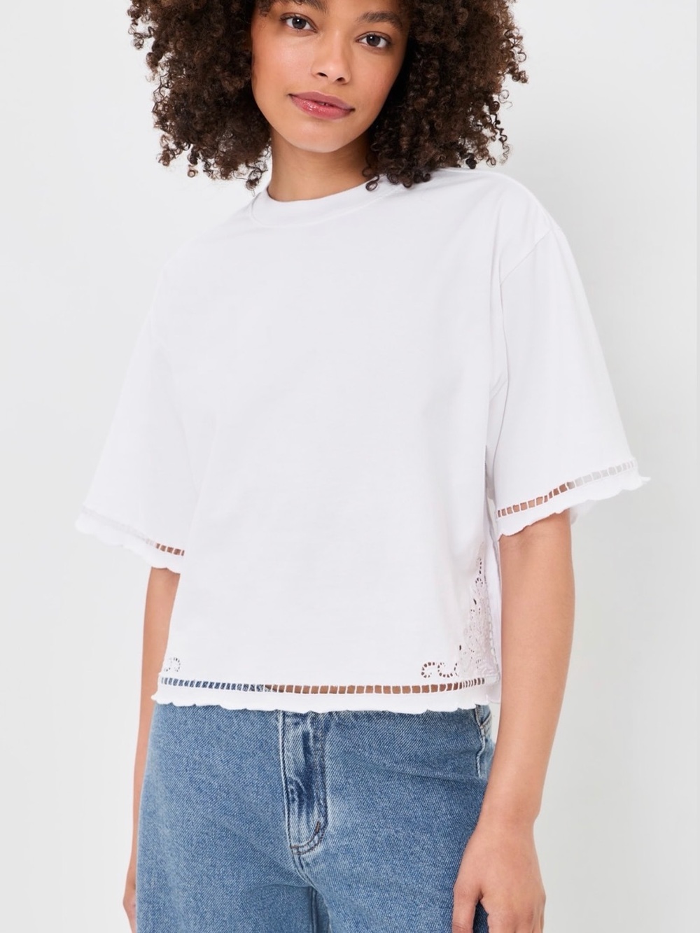 MADEWELL SIZE S The Boxy Crop Tee in Allday Jersey OA296
